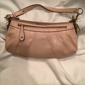 Coach Light Pink Leather Shoulder Bag with Gold Hardware